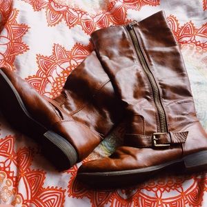 Stylish brown riding boots